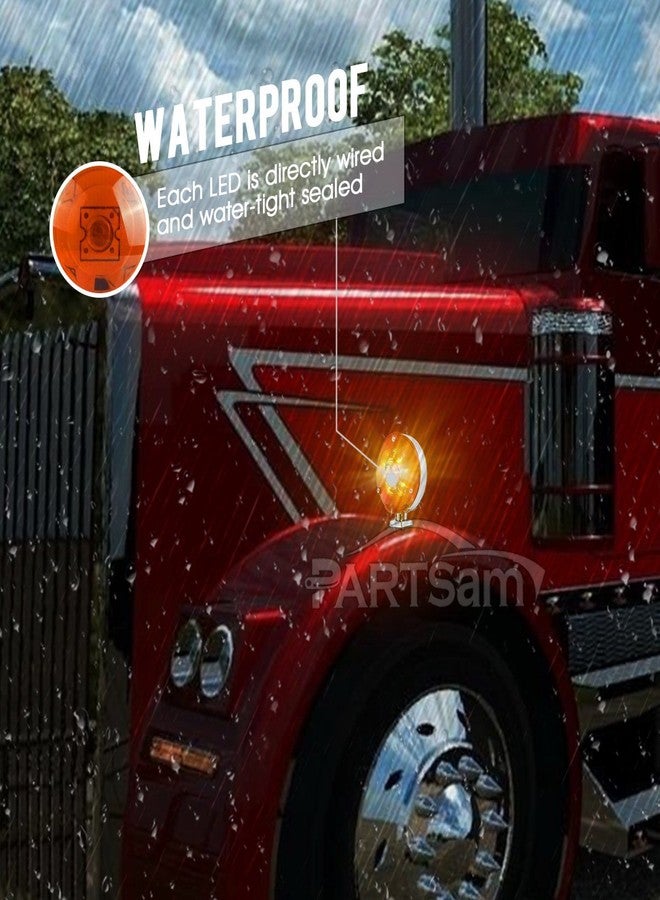 Partsam 2Pcs 4 Inch Round Double Face Star Led Pedestal Lights Mount Stop Tail Brake Turn Signal Lights Trucks Semi Trailers Tractors Fender Mount Lights Lamps DOT Compliant - Image 2